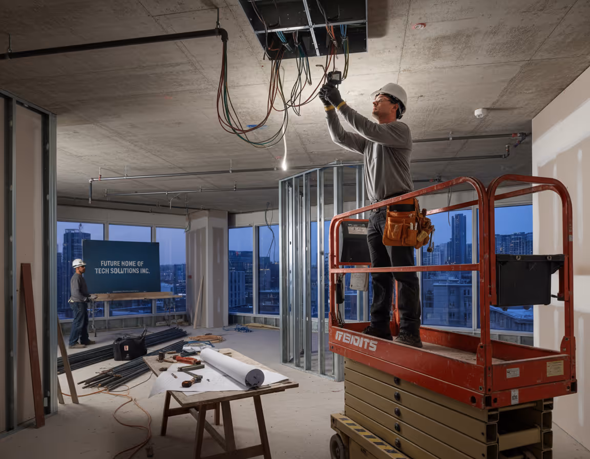 electrician working on a newly constructed building