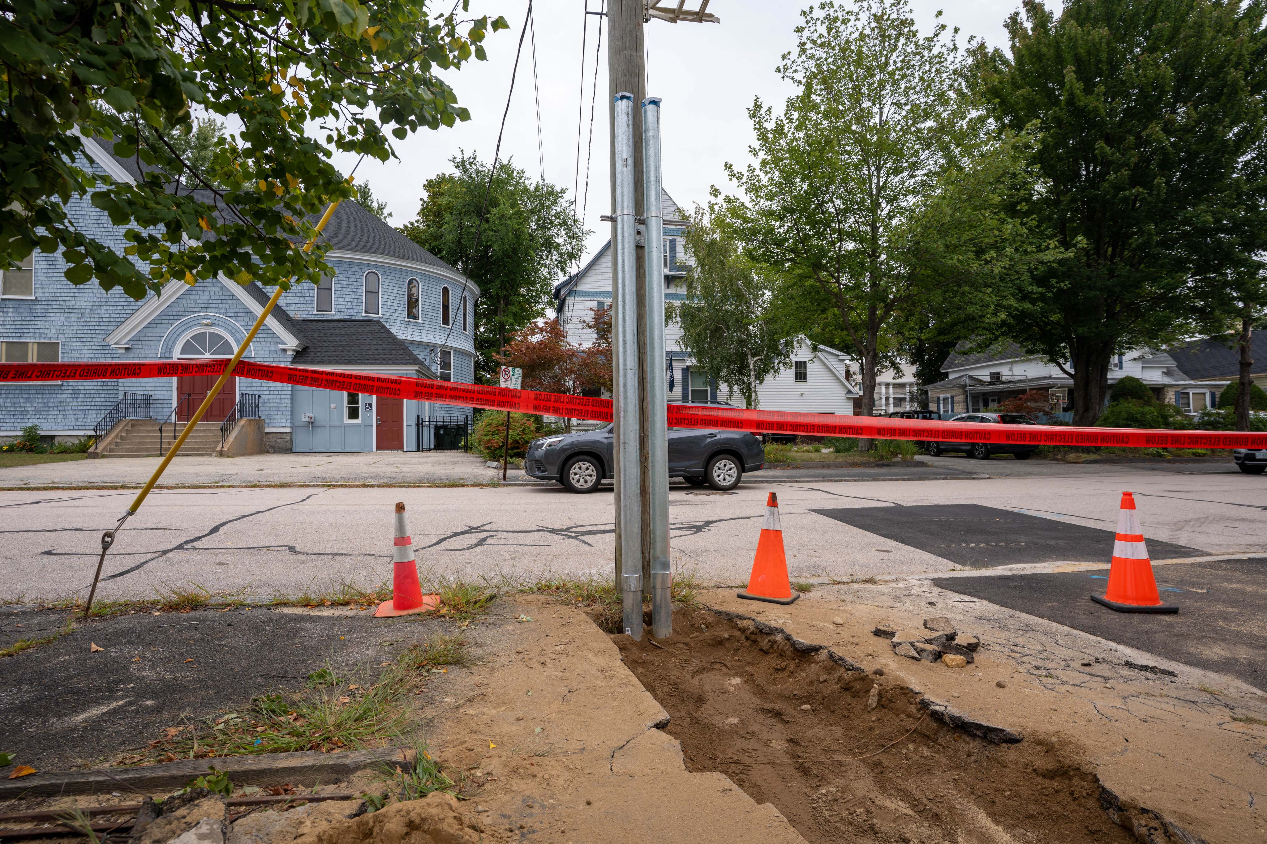 New underground conduit laid in the trench