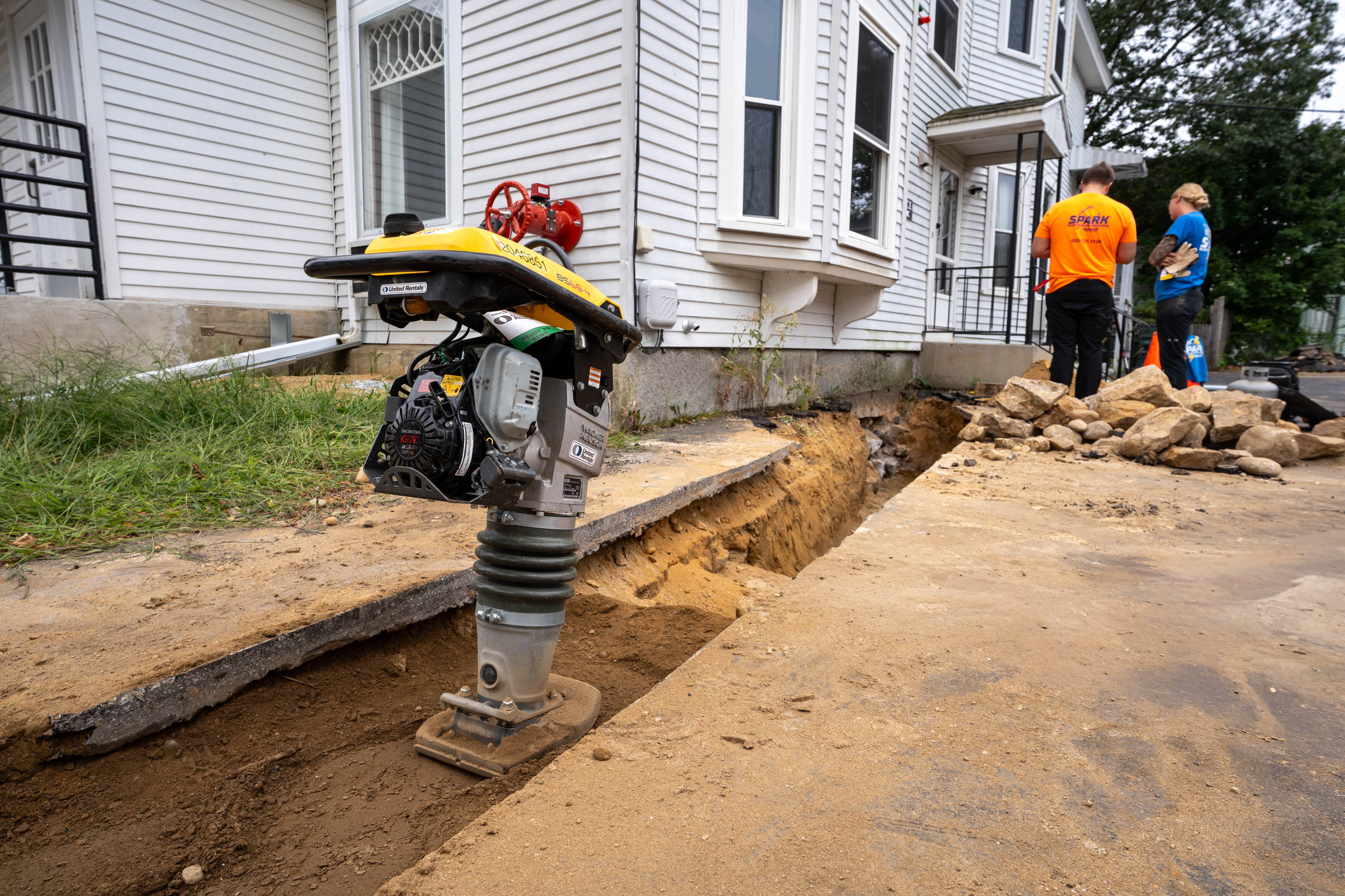 New underground conduit laid in the trench
