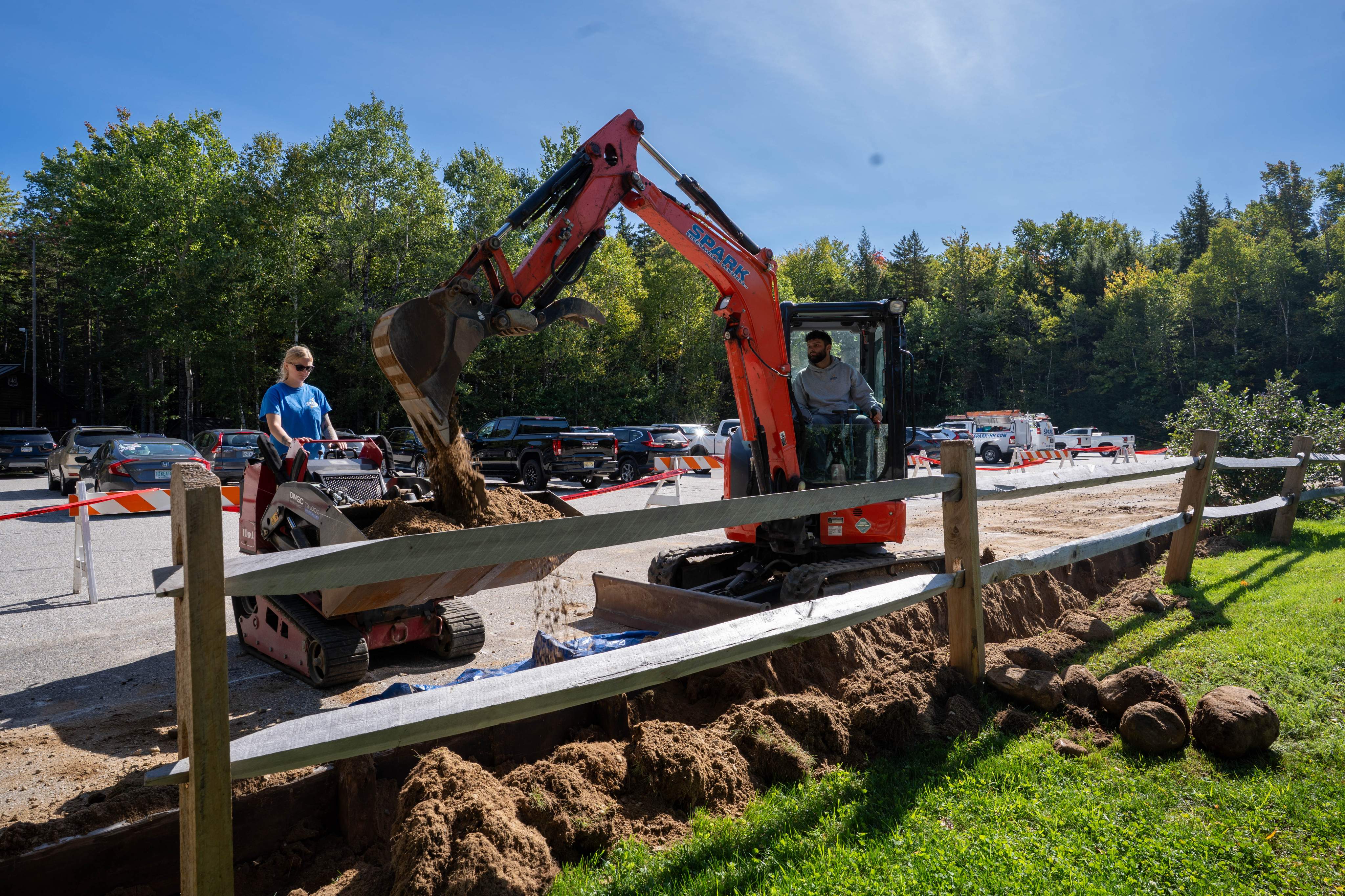 Trenching for the new underground electrical service to the cabin