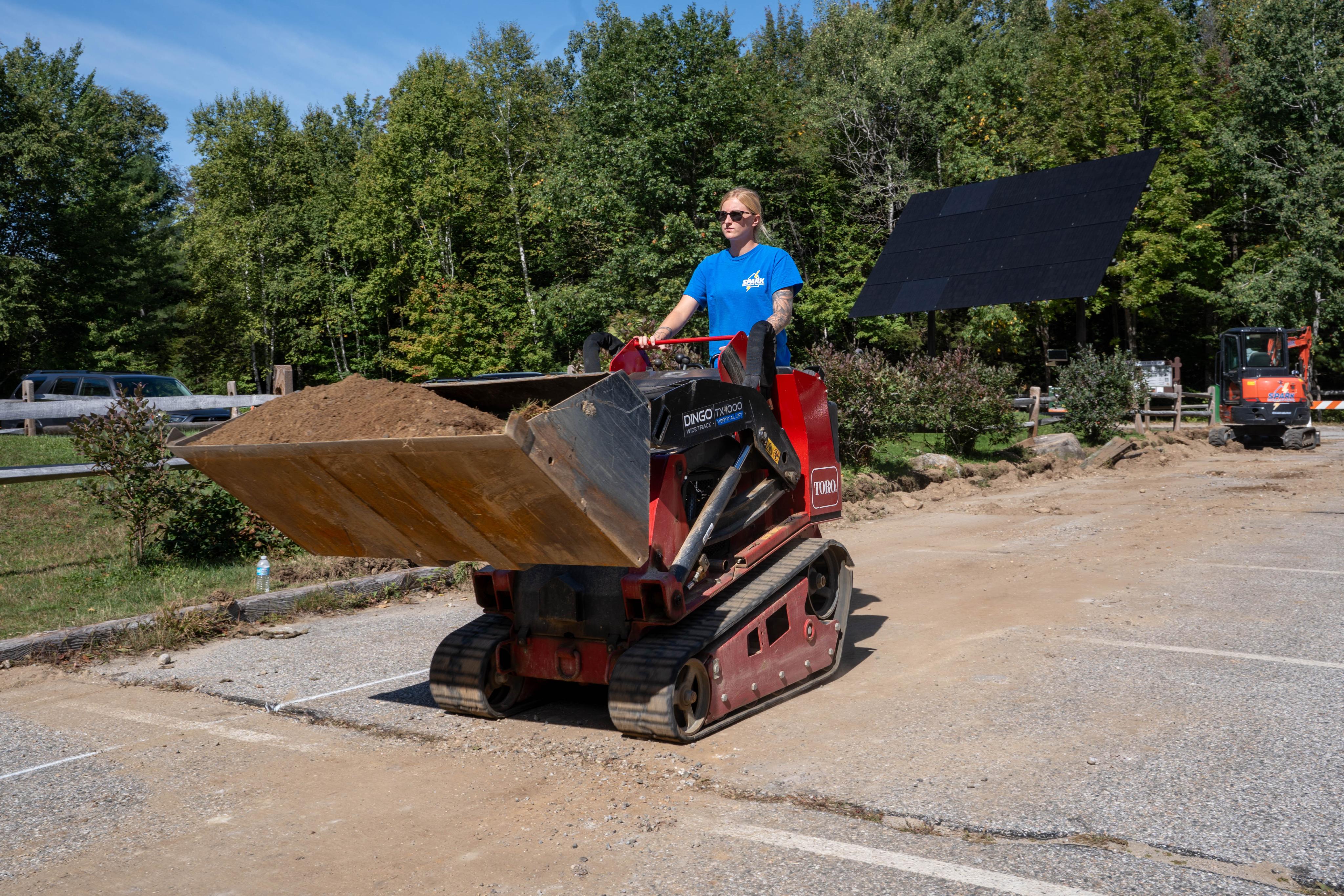 Trenching for the new underground electrical service to the cabin