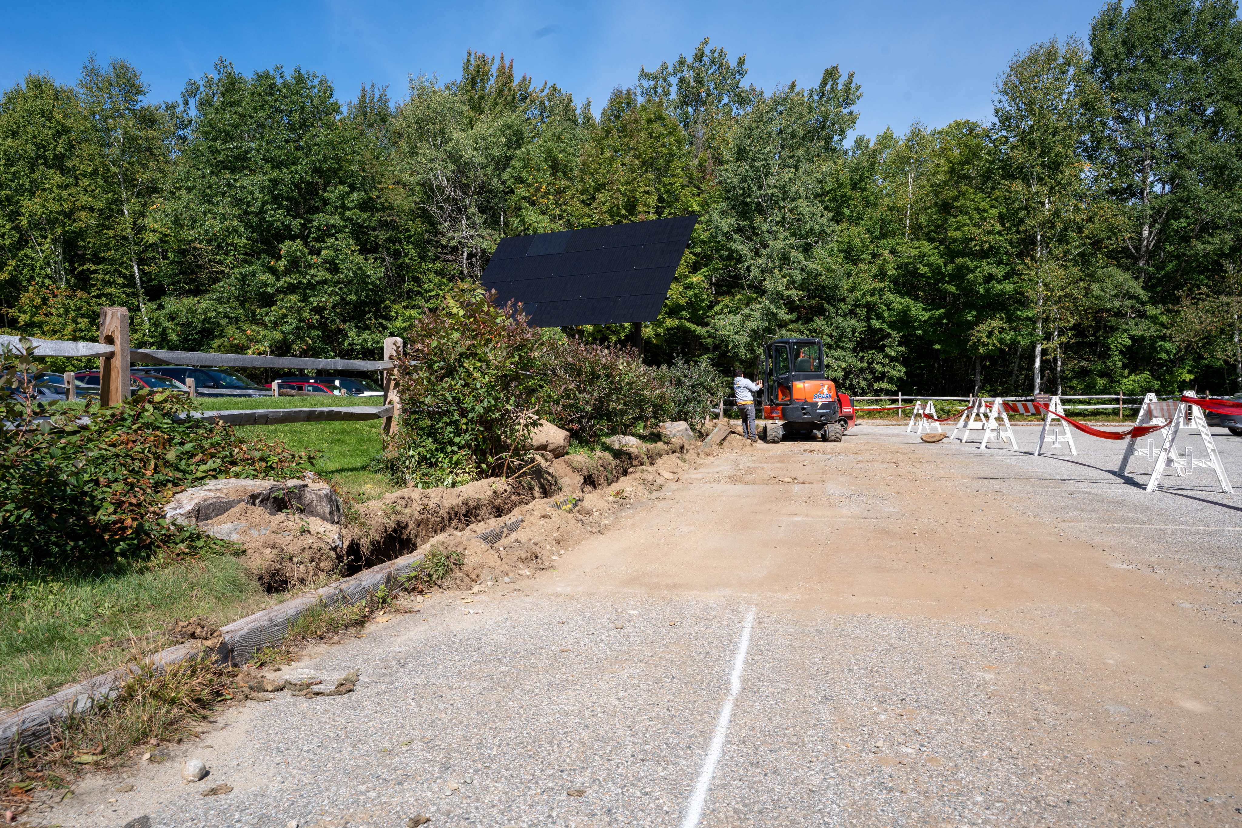 Trenching for the new underground electrical service to the cabin