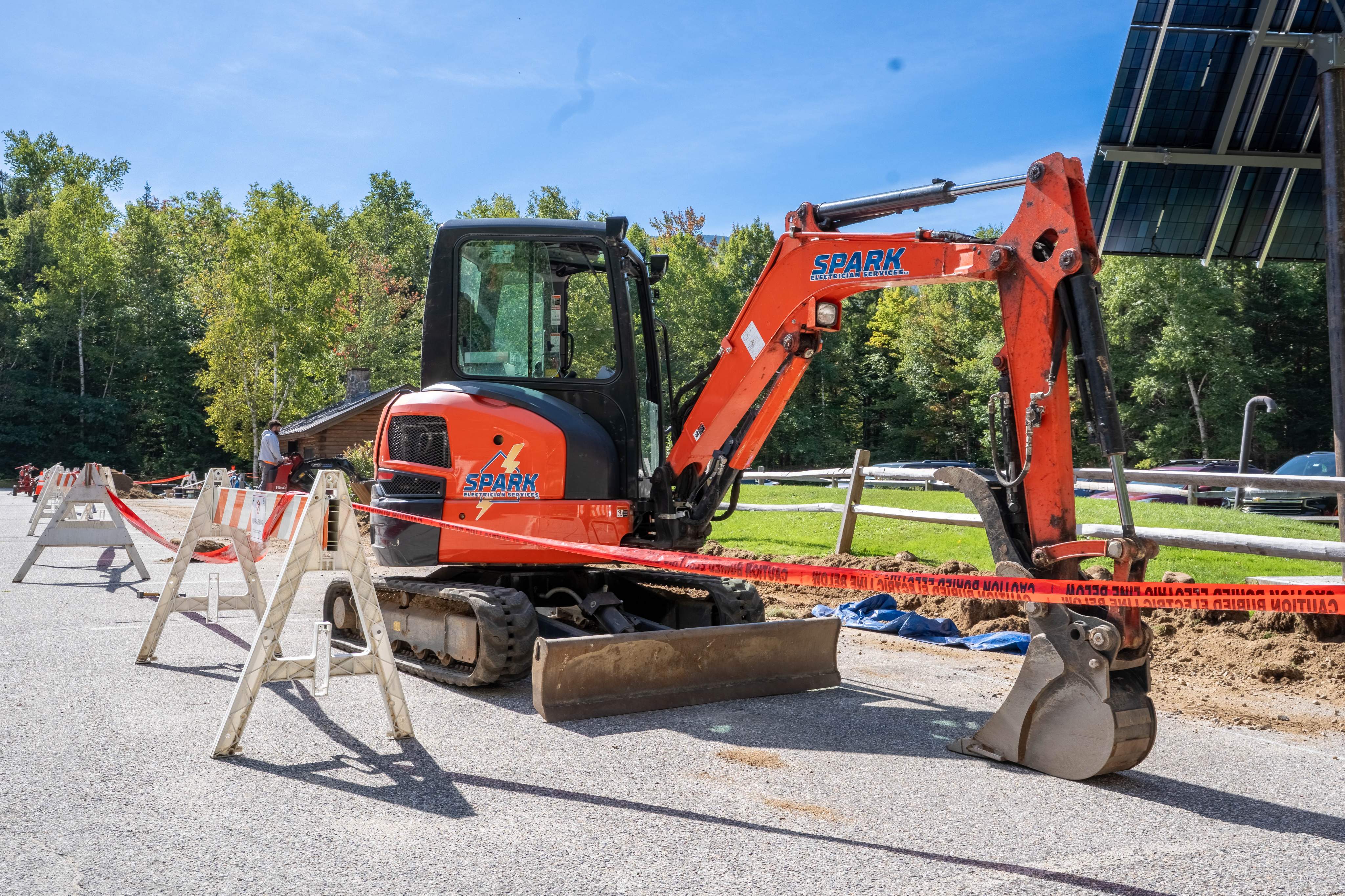 Trenching for the new underground electrical service to the cabin
