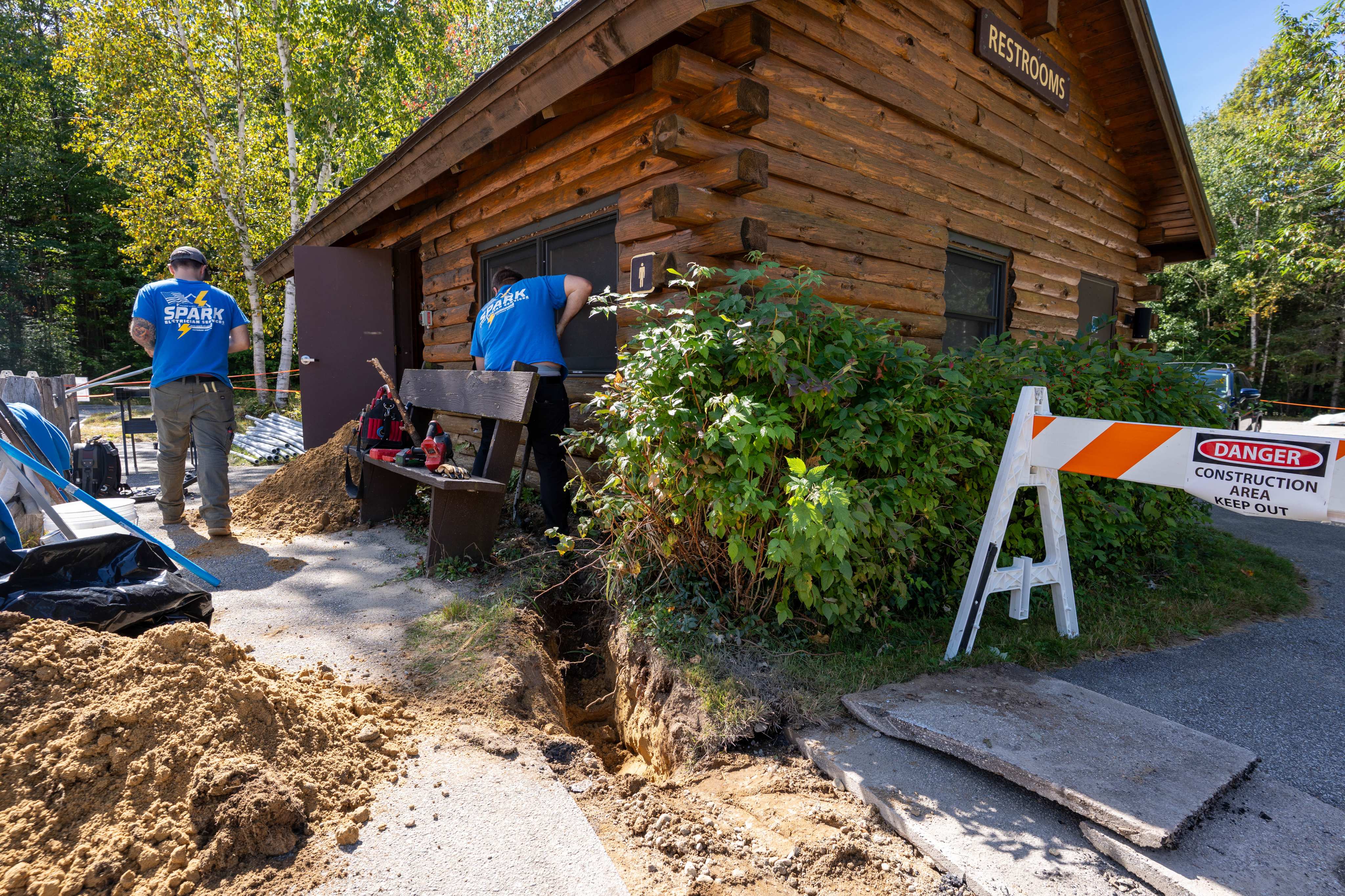 Trench work continuing toward the new cabin