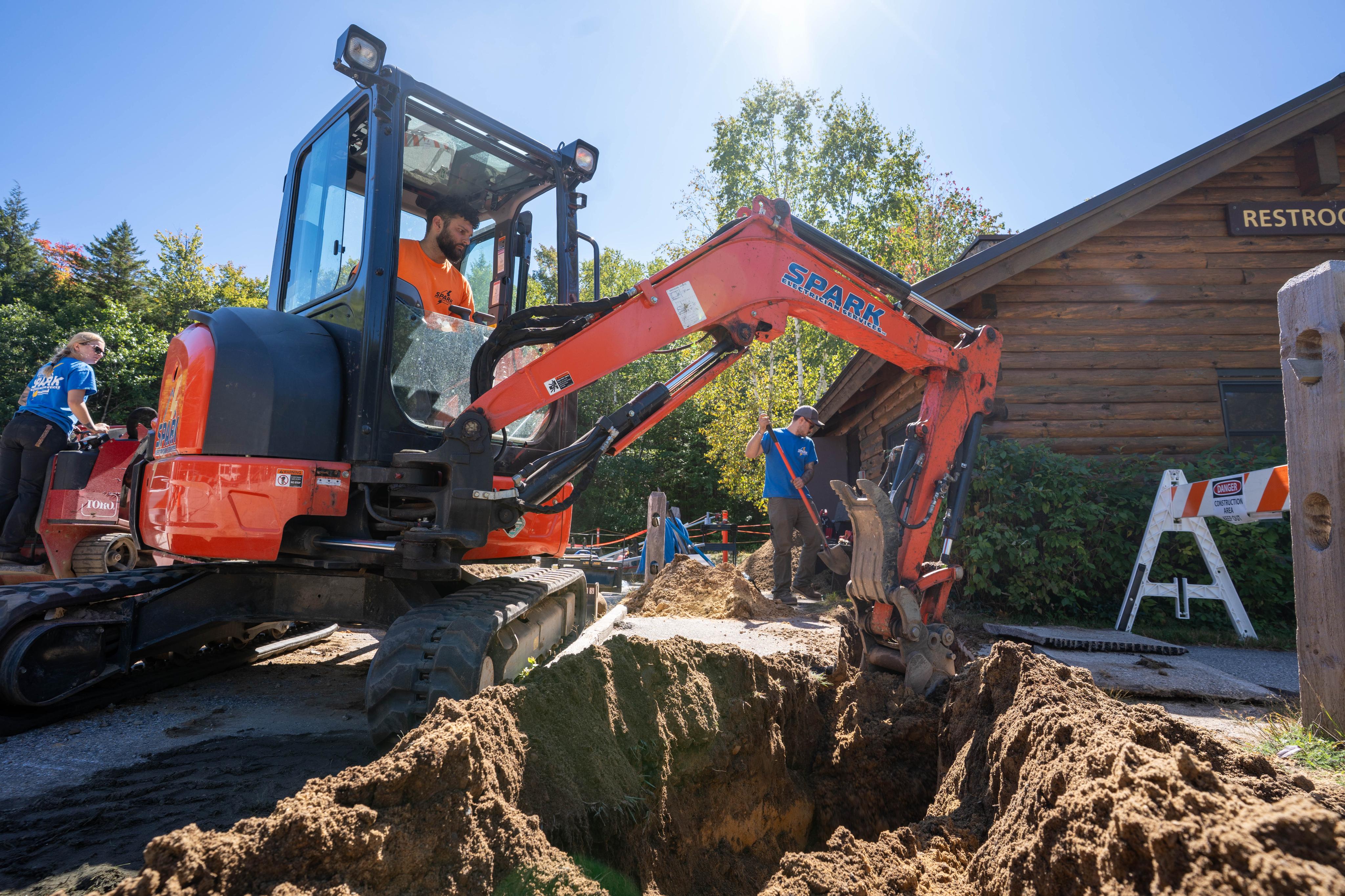 Trench work continuing toward the new cabin