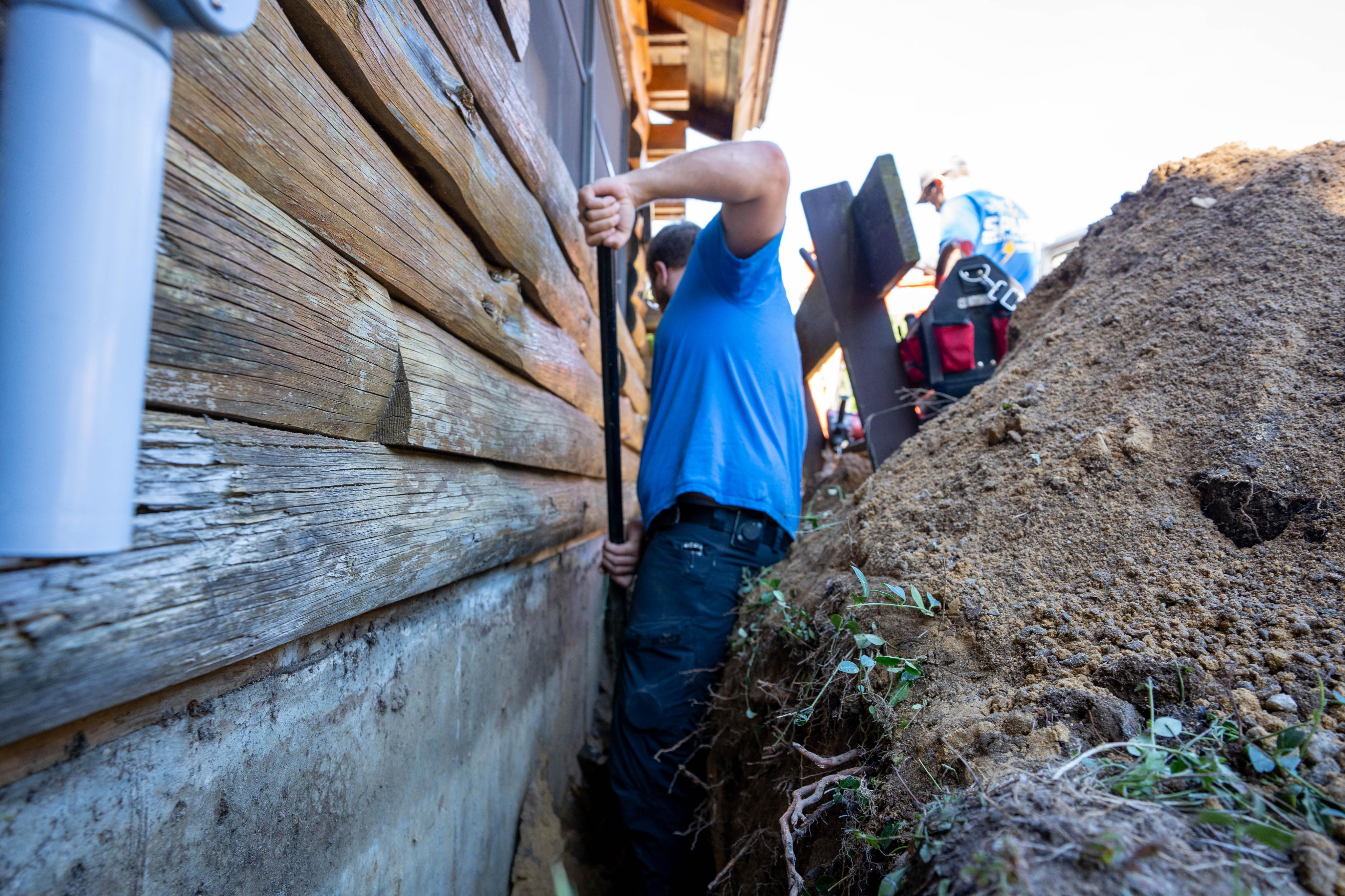 Trench work continuing toward the new cabin