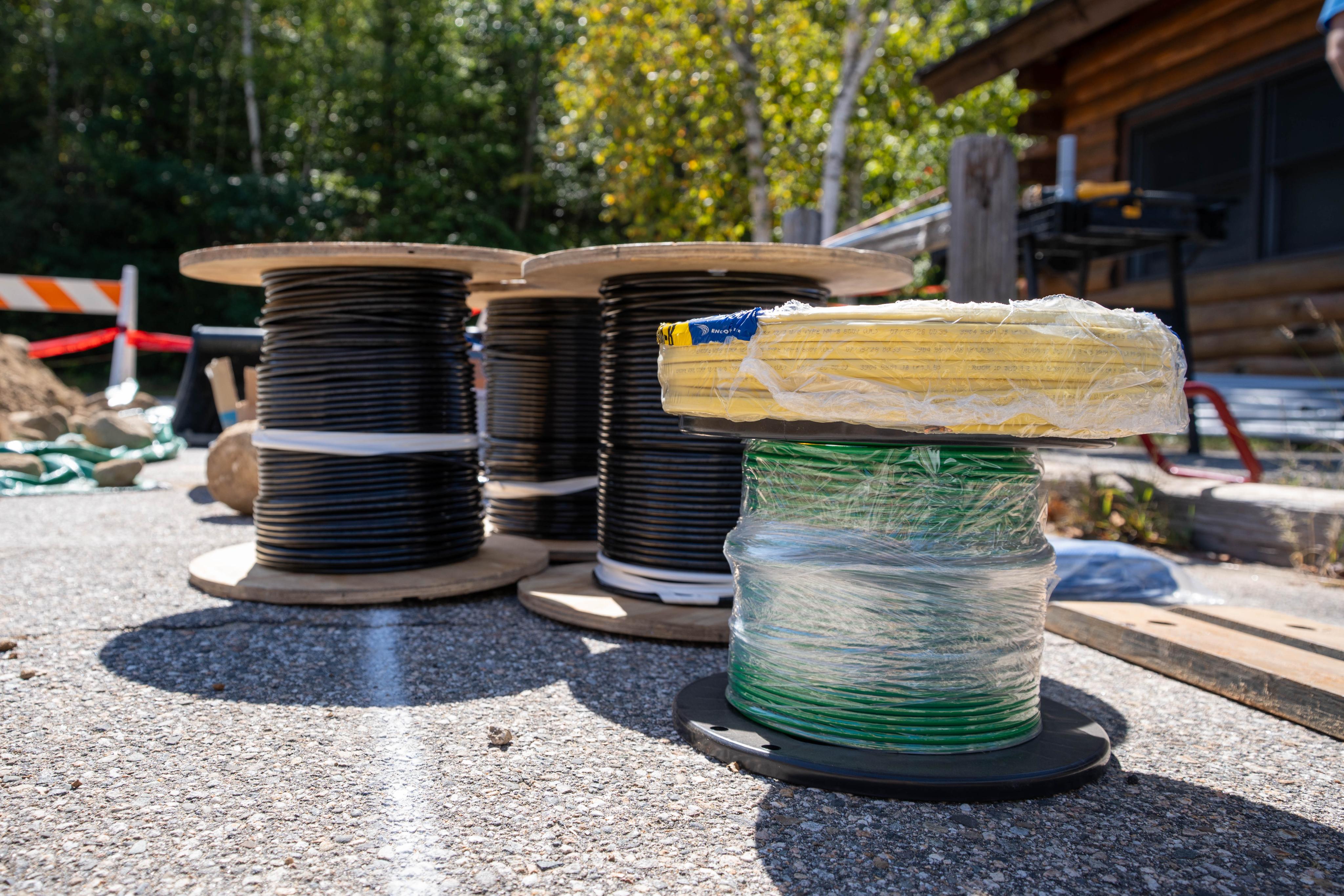 Conduit and materials staged for the new service